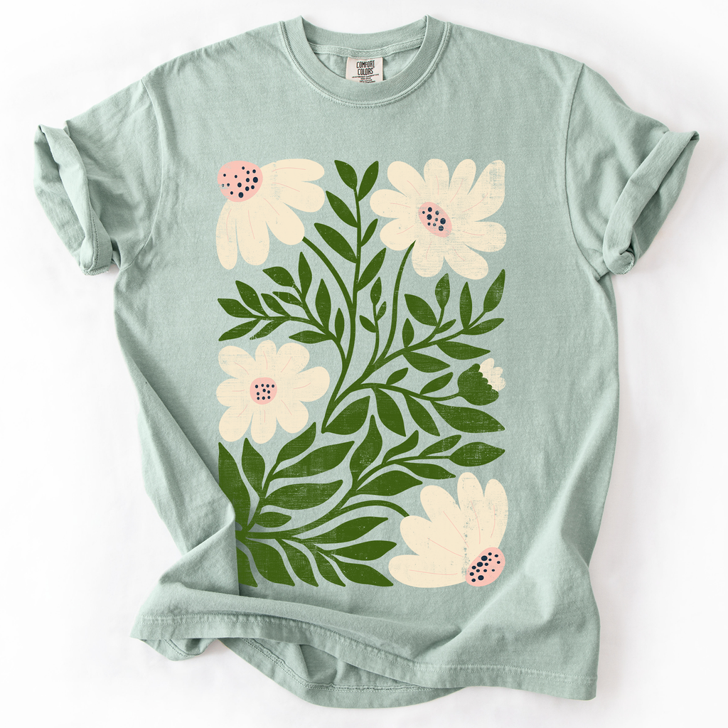 White Wildflower Botanical, Vintage Boho, Nature T-Shirt