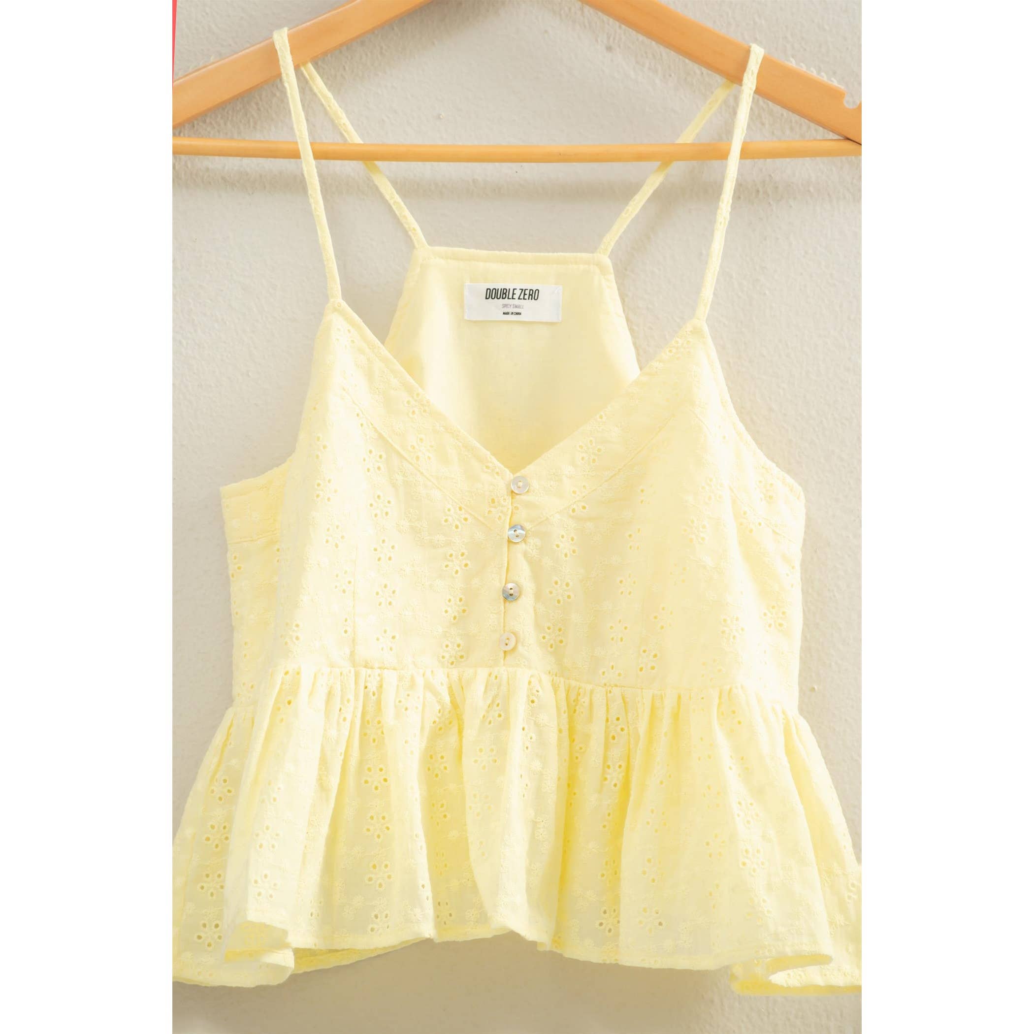 Eyelet Button Detail Peplum Top