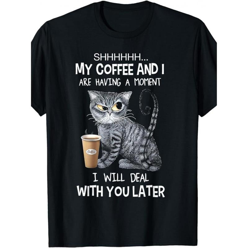A Boo, My Coffee and the Cat I Am Having One Interesting Moments Are Not Men's and Women's T-shirts.  made in usa