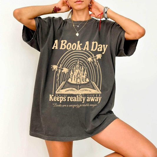 A Book a Day Dragon Bookish Comfort Colors shirt, Book Club tT-shirt, Fantasy Book Merch T-Shirt, Gift for Reader Q1SLB