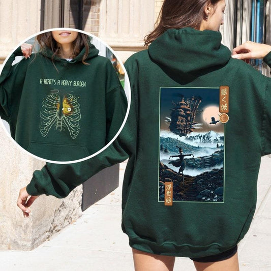 A Heart's A Heavy Burden 2 Sided Hoodie Ver 2, Sweatshirt, Tshirt, Howls Moving Castle Shirt, Studio Ghibli, Anime