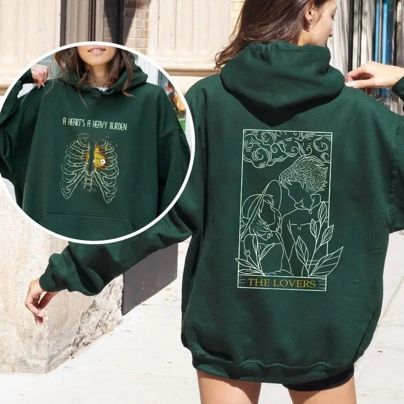 A Heart's A Heavy Burden 2 Sided Hoodie, Howl and Sophie Shirt, Howls Moving Castle Sweatshirt, Ghibli Studio Sweatshirt,...