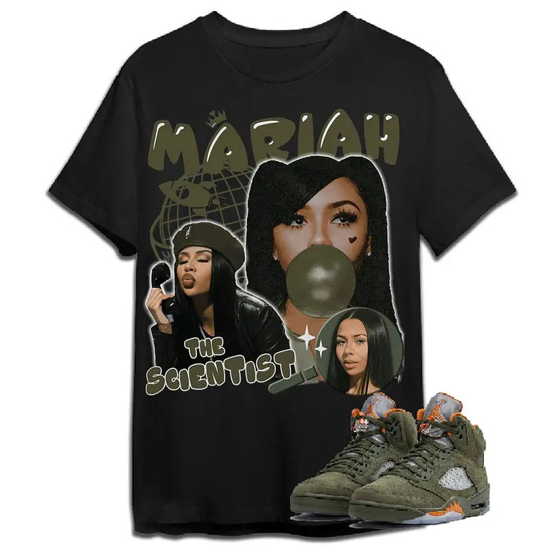 A J 5 Olive Unisex Shirt, Mariah TS, Shirt To Match Sneaker Color Black Hoodie, Sweatshirt | DripVista.com