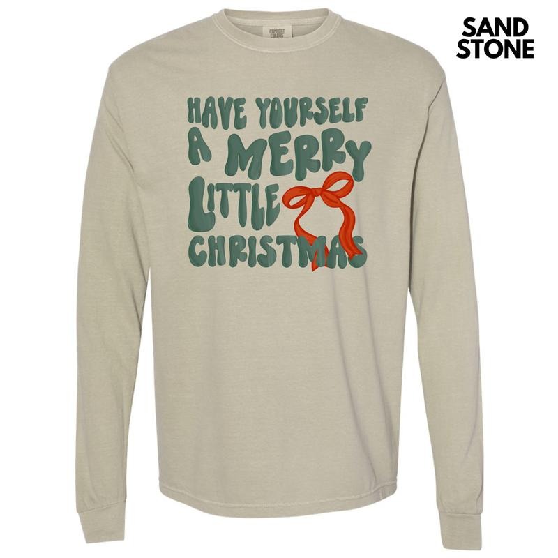 A Merry Little Christmas Long Sleeve Comfort Colors T-Shirt 'NLB' Hoodie, Sweatshirt | DripVista.com