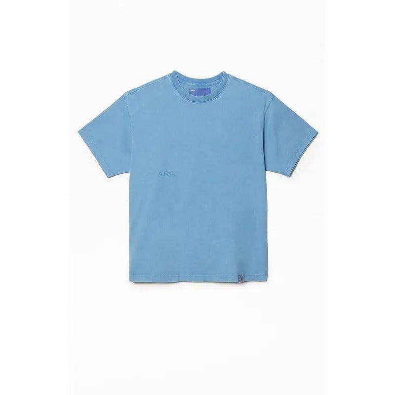 A.R.C. Men's Blue Vintage Wash Heavyweight Cropped Boxy T-Shirt Hoodie, Sweatshirt | DripVista.com