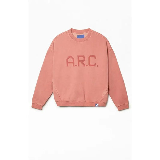 A.R.C. Men's Red Vintage Wash Heavyweight Fleece Crew Neck Sweatshirt