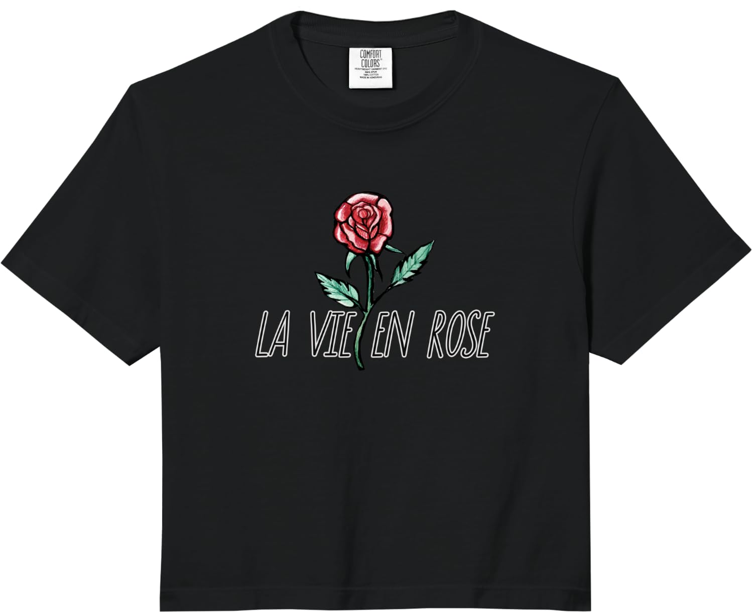La Vie En Rose Illustration Roses Artwork Comfort Colors Crop Top