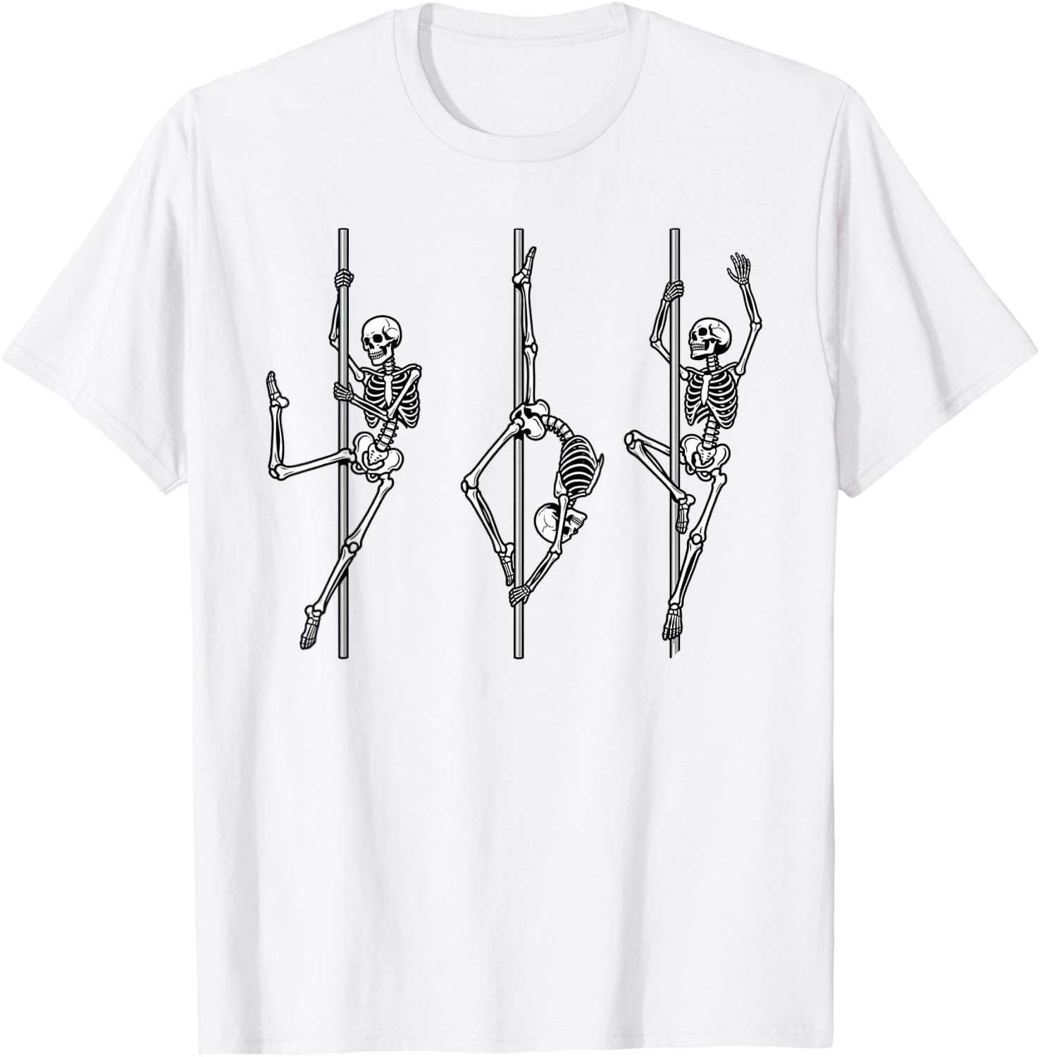 Skeleton Pole Dancer Funny Halloween Fitness Gym Lovers T-Shirt