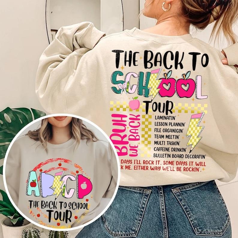 ABCD The Back To School Tour Hoodie Retro The Back To School Tour T-Shirt, Teacher Gift, ABCD Teacher T-shirt, Kindergarten Teacher Shirts, Hello School Tee, Funny Teacher Gift