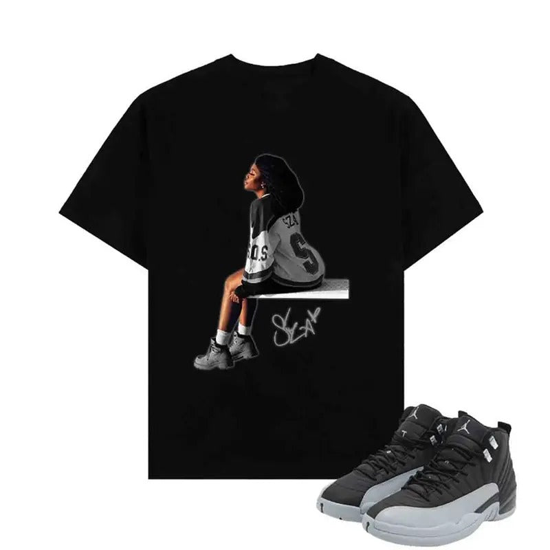 AJ 12 Wolf Grey Sneaker Match Shirt SZA Signature Cotton Shortsleeve Graphic Tee Hoodie, Sweatshirt | DripVista.com