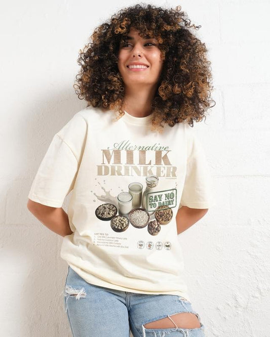 ALTERNATIVE MILK DRINKER T-SHIRT, Men Summer Fashion Cotton, Cotton Menswear, S to 3XL Soft Top
