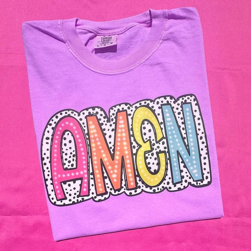 AMEN Neon Spotted Comfort Colors T-Shirt Hoodie, Sweatshirt | DripVista.com