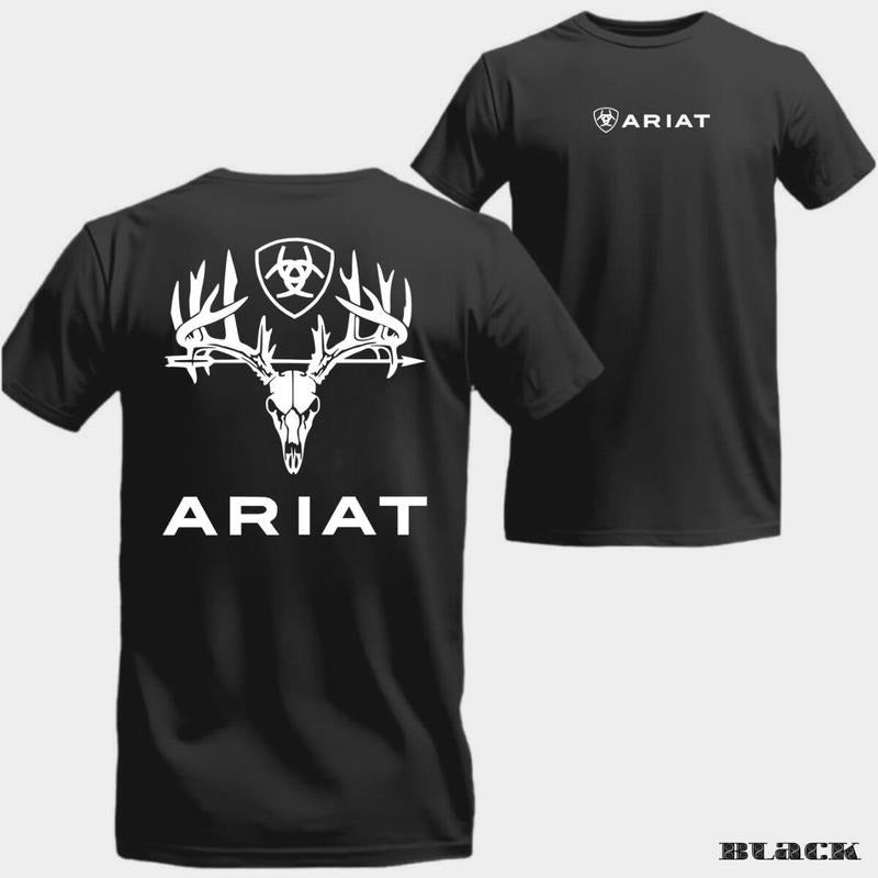 ARIAT T-Shirt - Sharp and Strong Deer Skull Design, Suitable for Both Men and Women, Comfortable Material, Ideal for Outdoor Activities. Menswear Streetwear