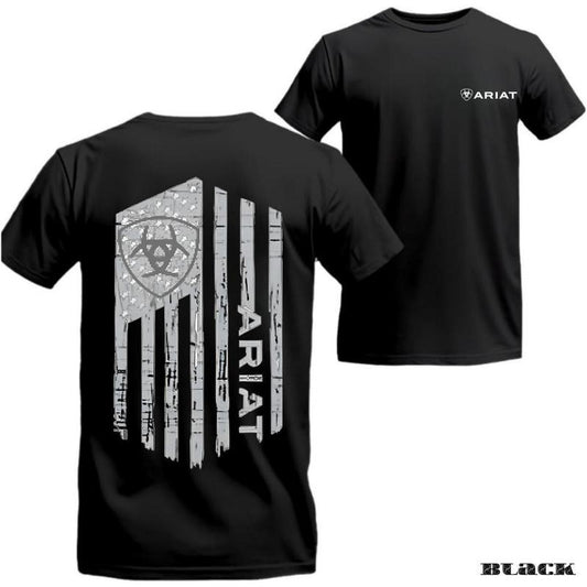 ARIAT T-Shirt - Unique Flag Design with Sharp, Strong Details, Suitable for Both Men and Women, Comfortable Material, Ideal for Outdoor Activities.