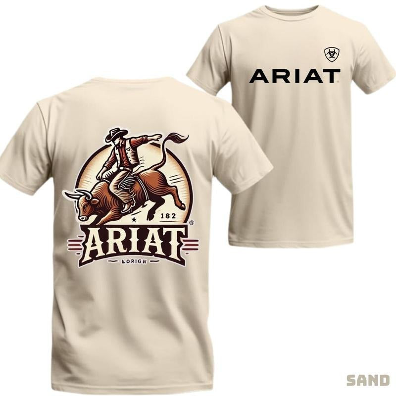 ARIAT T-Shirt - Western-style bull rider design, suitable for both men and women who appreciate cowboy spirit and strength.