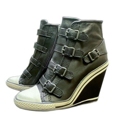 ASH Thelma Wedge Sneaker Black Leather (W) (340551) Women's Size EU 35-38 Shoe Girl Heeled Sandals Footwear