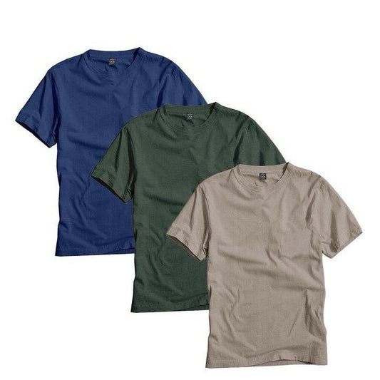 AXISM Menswear Bundle Pack of 3 Basic Tees - Short Sleeve Fitted Cotton Top in Khaki Forest Green Navy Grey Mint Pink All Seasons - Black men gifts