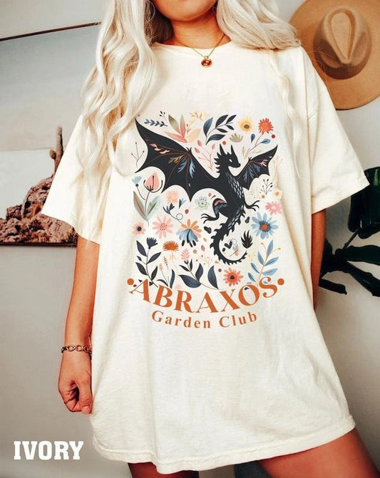 Abraxos Flower Comfort Colors Shirt, Fantasy Dragon Bookish Shirt, Boho Wildflowers Cottagecore Shirt, Fantasy Book Lover Shirt, Book Gift
