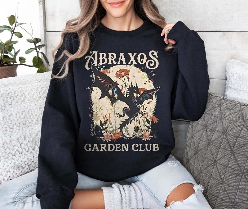 Abraxos Flower Garden Club Sweatshirt, Throne Of Glass Flower Shirt, Fantasy Book Lover Shirt, Bookish Gift