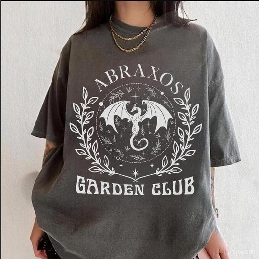 Abraxos Garden Club Shirt, Fantasy Dragon Tee, Bookish Aesthetic Shirt, Throne of Glass Fan Gift, Mystical Creature T-Shirt, Darkstyle{n002}2