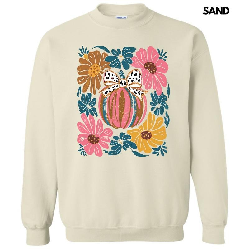 Abstract Flowers & Pumpkin Sweatshirt 'NLB'