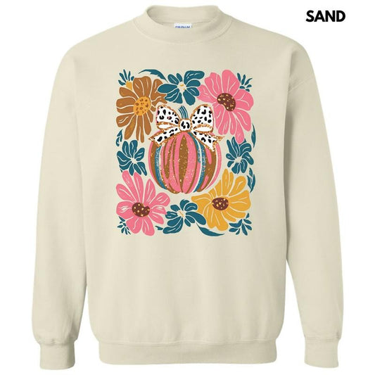 Abstract Flowers & Pumpkin Sweatshirt 'NLB'