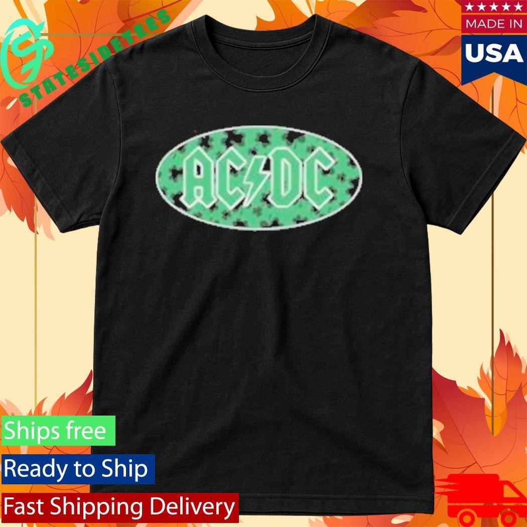 Ac Dc Shamrock Green Logo With Black T-Shirt