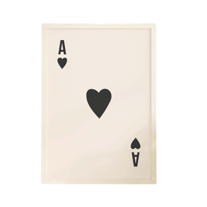 Ace Of Hearts Print, Cute Black Card Print, Retro Card Posters, Lucky Syndrome Art Poster Prints No Frame, Gifts For...