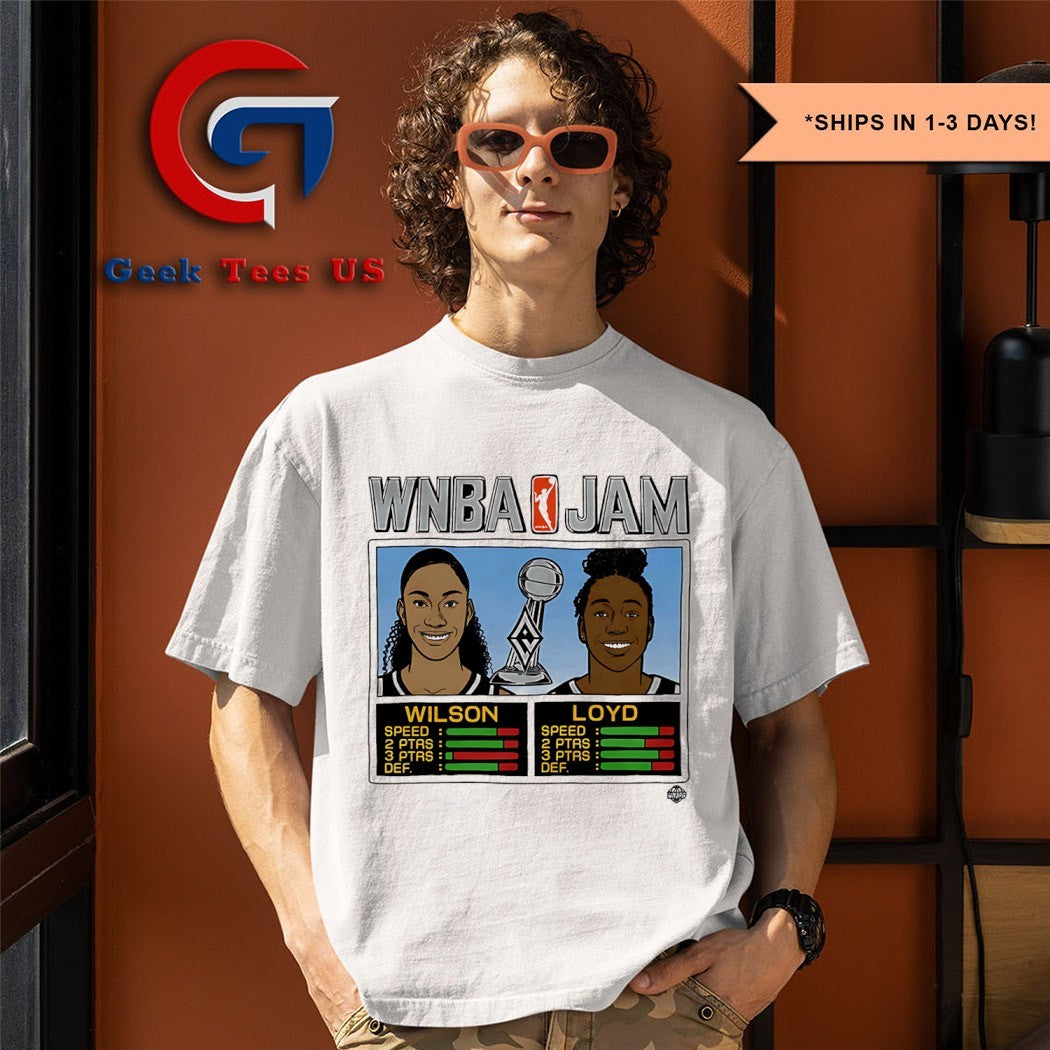 Aces Wilson and Loyd WNBA Jam Aces 2025 Champions shirt