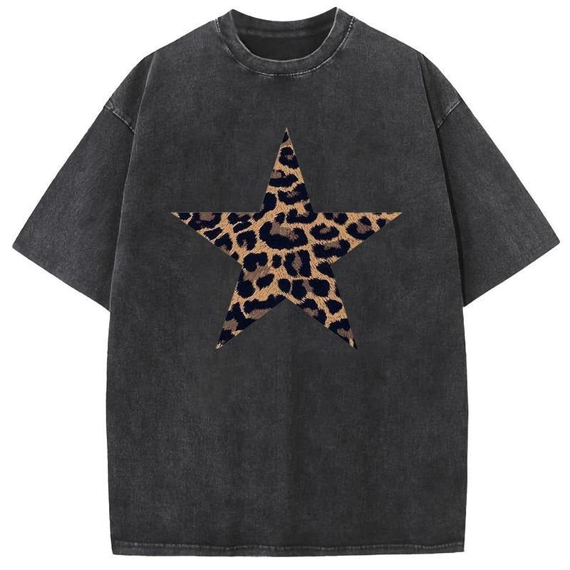 Acid Washed Shirts Five-Pointed Lightsaber brand Oversized Half Short Sleeves Casual Printed Graphic Tee Summer...