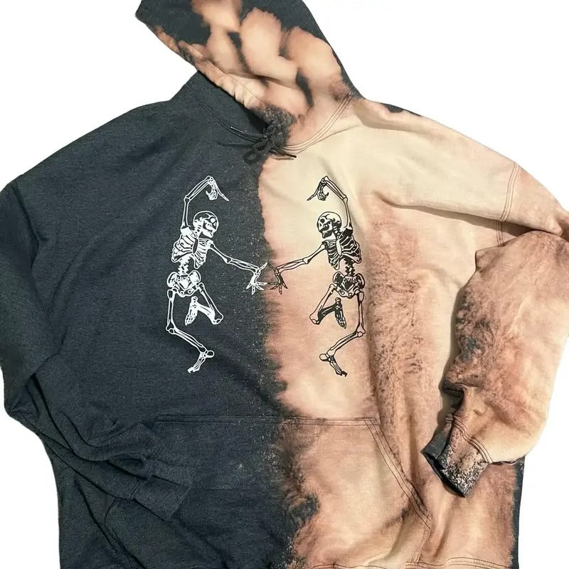 Acid washed 2 toned skelly hoodie or crew T-Shirts, Sweatshirt | DripVista.com