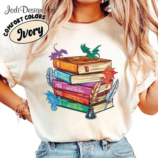 Acotar Dragon Book Shirt, Fantasy Reading, Dragon and Books, Readers Gift, TOG Series Shirt, Terrasen The Thirteen, Aelin