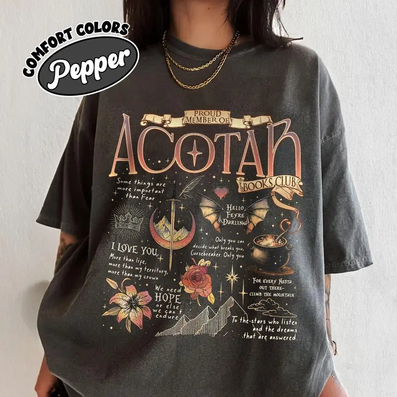 Acotar Quotes Comfort Colors Shirt, Proud Member Of ACOTAR Books Club Shirts, The Night Court T Shirt, SJM Inspire Bookish Gift