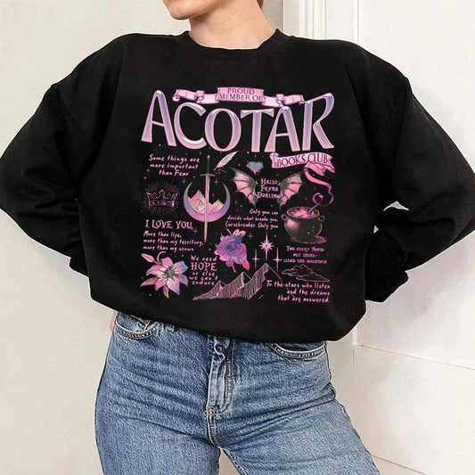 Acotar Quotes Shirt, Proud Member Of Acotar Books Club Shirts, The Night Court T Shirt, Sjm Inspire Bookish Gift, Unisex Sweater Pullover Tee