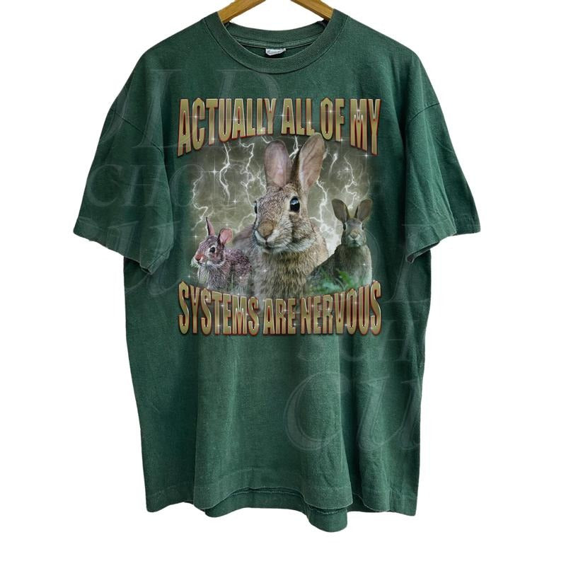 Actually All Of My Systems Are Nervous Vintage T Shirt, Retro 90s Bootleg Shirt, Funny T Shirt,Funny Gifts For Friends,...
