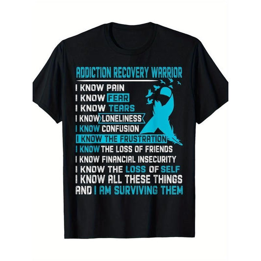 Addiction Recovery Warrior Shirt For Women Men T-Shirt 100% Cotton Made in USA