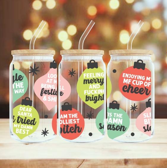Adult Christmas Affirmations Ornament 16 oz Cup with Permanent Vinyl Wrap T-Shirts, Hoodie, Sweatshirt | DripVista.com