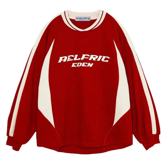 Aelfric Eden Unisex Vintage patchwork Sweatshirt Menswear Crewneck Long Sleeve Casual Hoodie