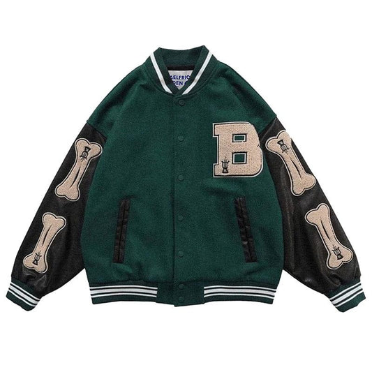 Aelfric Eden Vintage "Bone" PU Flocking Varsity Jacket