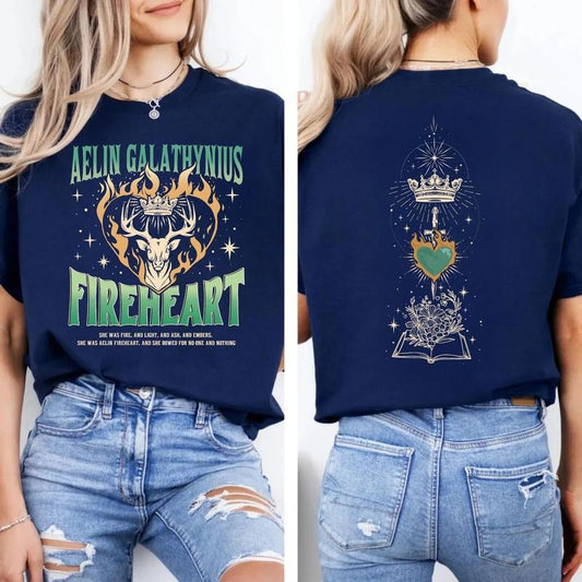 Aelin Galathynius Fireheart Shirt, Terrasen Tog Tshirt, Sjm Inspire Two Sides, Kingsflame The Thirteen, Book Merch, Unisex Sweater Pullover Tee