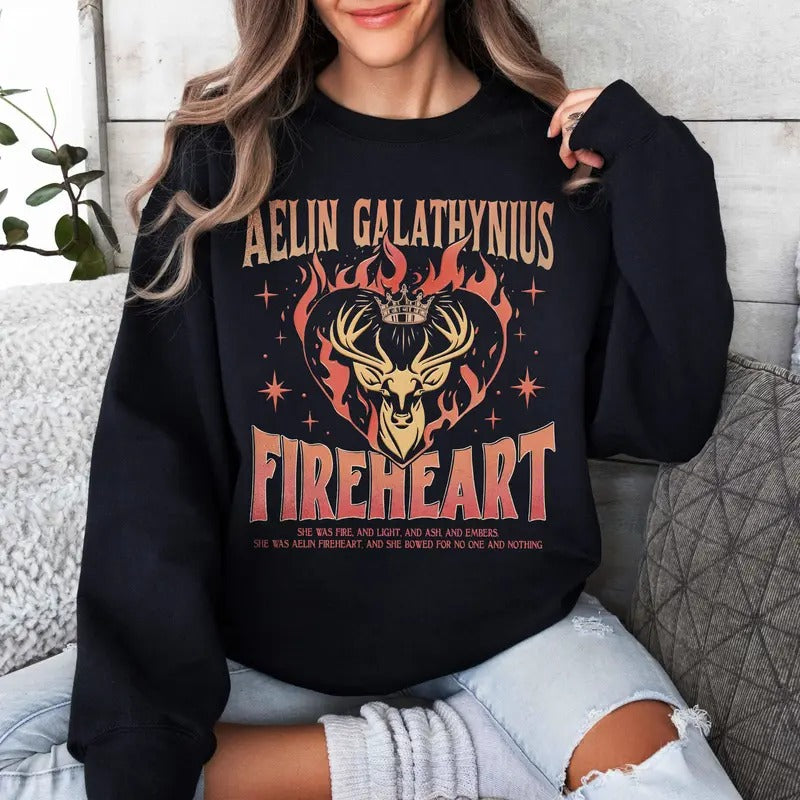 Aelin Galathynius Fireheart Sweatshirt, Kingsflame The Thirteen Shirt, Throne of Glass Merch Tee, Throne Of Glass Fan Gift,