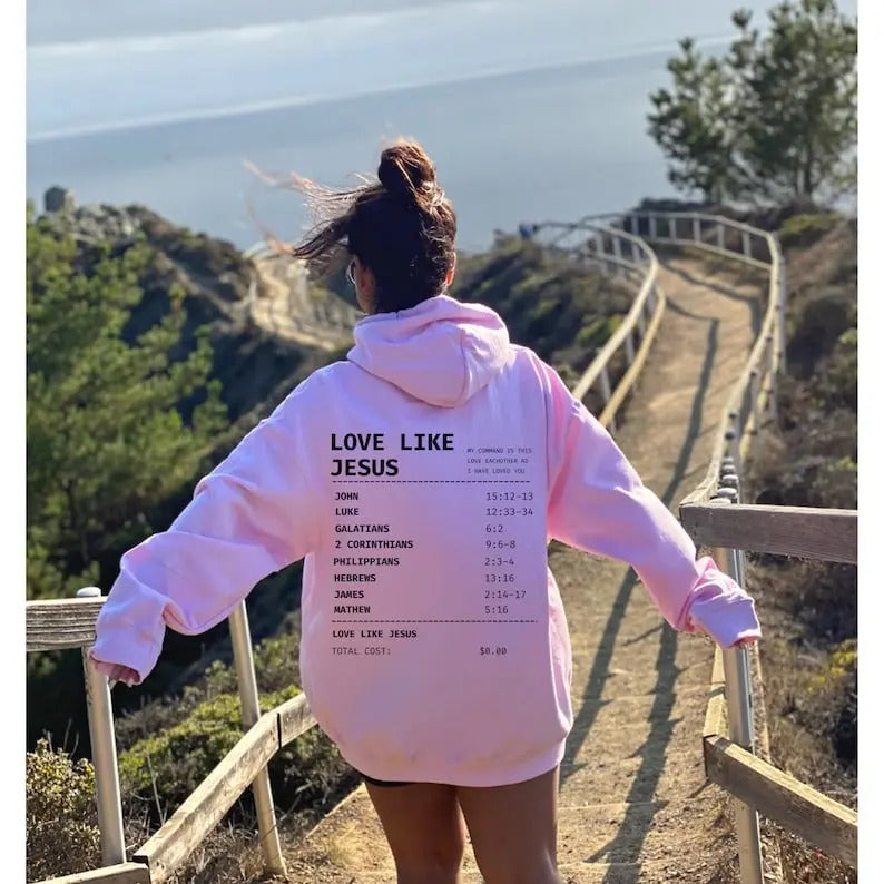 Aesthetic Christian Hoodie Trendy Christian Sweatshirt Christian Streetwear Receipt Hoodie Love Like Jesus Christian...