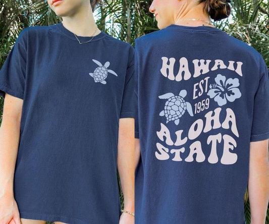 Aesthetic Hawaii Shirts, Hawaii Tshirt, Beach T-shirt, Hawaii Tee, Aloha State Sweatshirt, Beachy Sweatshirt, Words on back