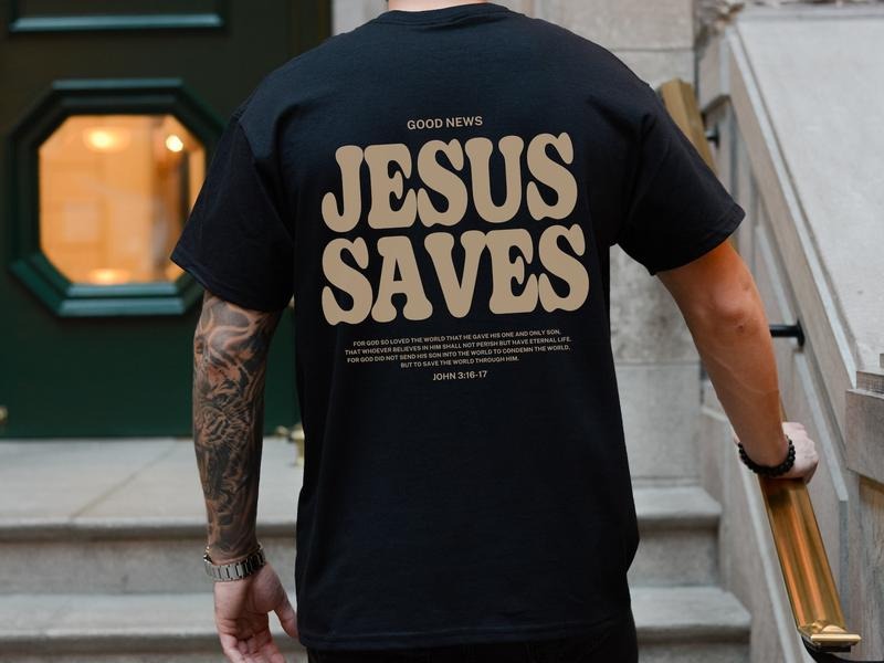 Aesthetic Jesus Saves Shirt Christian Apparel Brown Christian Shirt For Men Jesus Apparel Christian Streetwear Clothing...