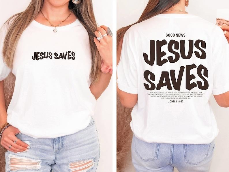 Aesthetic Jesus Saves Shirt, Christian Apparel Brown Christian Shirt For Men, Jesus Apparel Christian Streetwear...