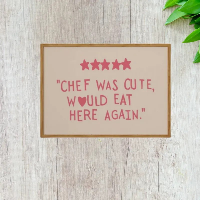 Aesthetic Kitchen Decor Cute Cooking Art Kitchen Wall Art Minimalist Heart Print Pink Chef Horizontal Print Poster Prints...