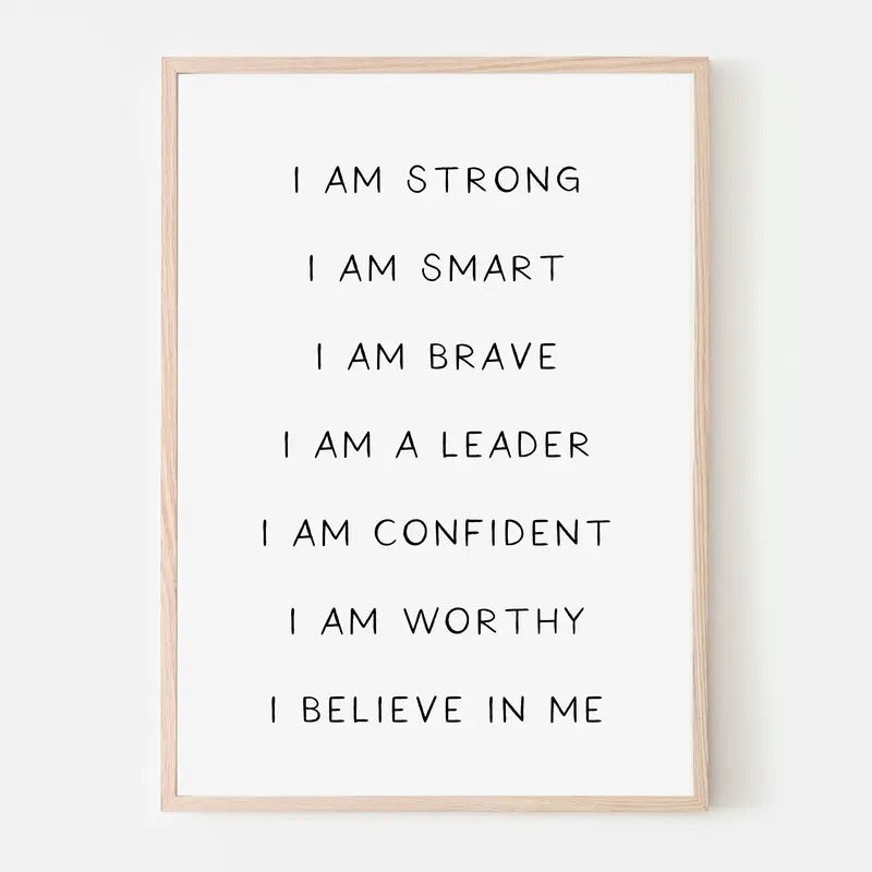 Affirmations For Kids, Toddler Playroom Print, I Am Affirmations For Kids, Affirmation Wall Art, Encouraging Wall Art For...