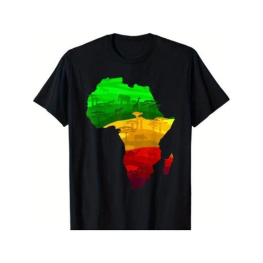 Africa Map Green Yellow Red Proud African Pride Juneteenth T-Shirt Made in USA
