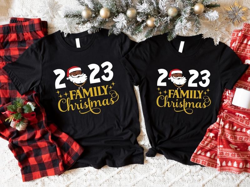 Afro Family 2023 Shirt For Christmas, Matching Family Christmas T-Shirt, Family Reunion Holiday Shirt, Afro American Group Christmas Shirt