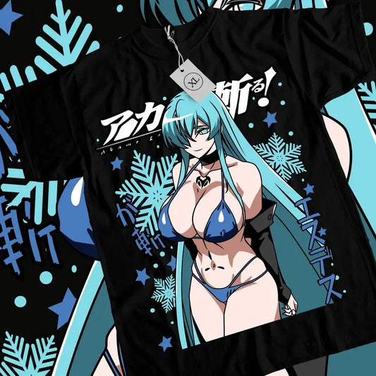 Akame Ga Kill Esdeath T-Shirt S-4XL Akame Ga Kill Esdeath S Waifu Anime Shirt Tshirt S-4XL Classic Cotton